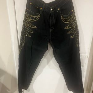 Mens Vintage Coogi Wide legged Embroidered Jeans Size 36